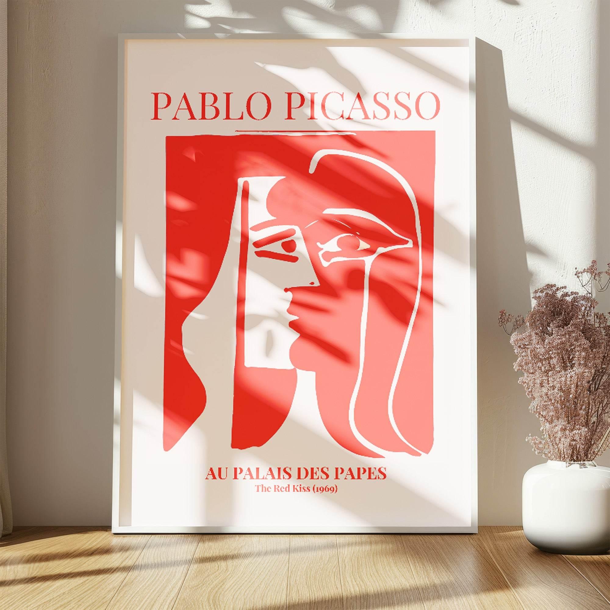 The Red Kiss Print | Pablo Picasso Inspired Art | Red - Larosier Prints