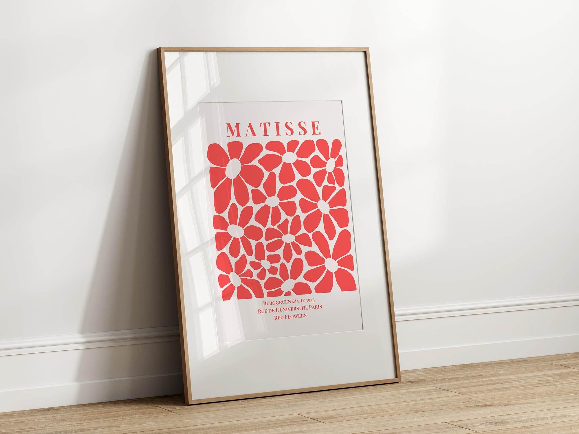 Red Flowers Print | Matisse Classic Inspired Art | Red - Larosier Prints