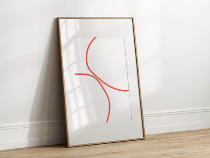 Red Abstract Line Art Print | Minimalist Wall Art | Modern Design