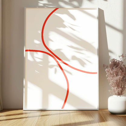 Red Abstract Line Art Print | Minimalist Wall Art | Modern Design