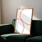 Red Abstract Line Art Print | Minimalist Wall Art | Modern Design - Larosier Prints