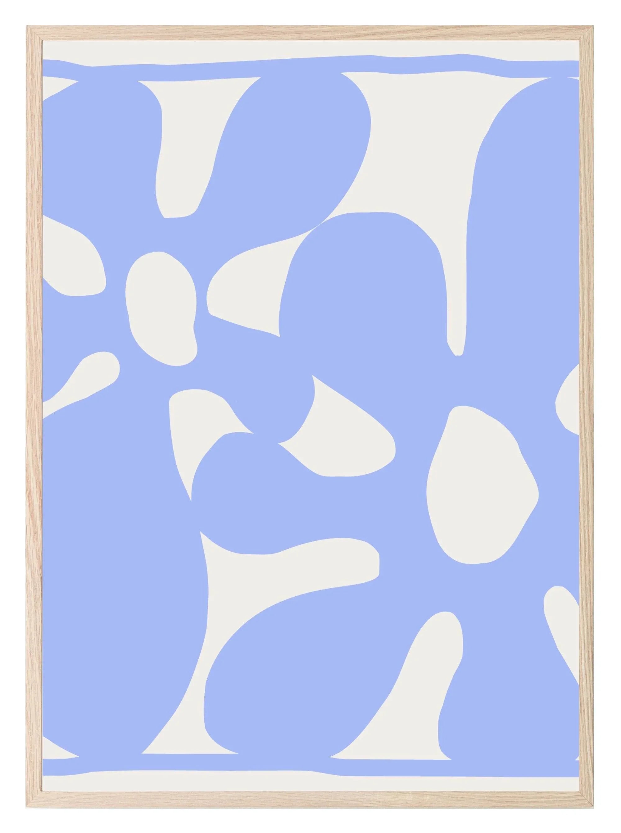 Soft Blue Abstract Flowers Print | Modern Artwork - Larosier Prints