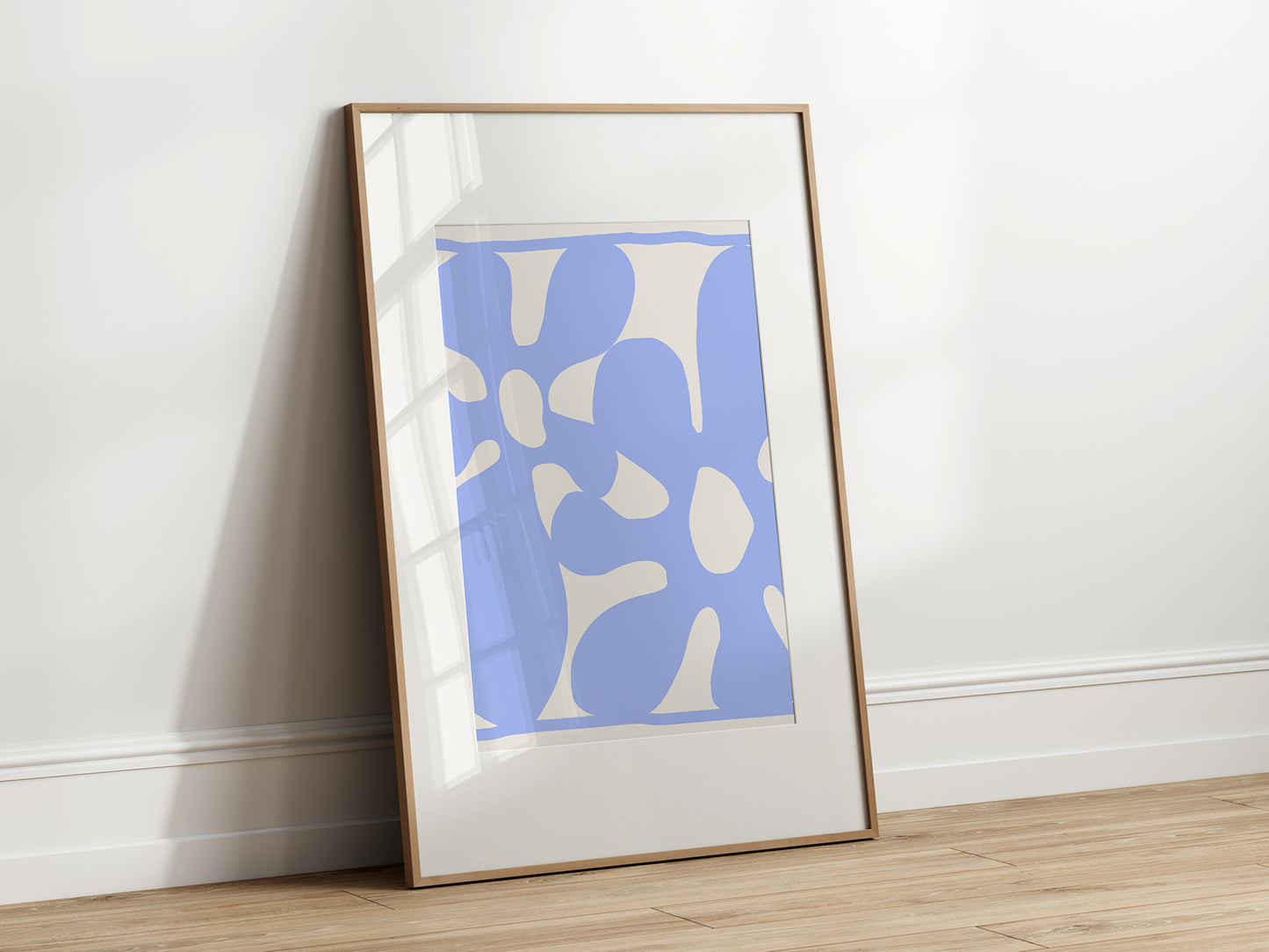 Soft Blue Abstract Flowers Print | Modern Artwork