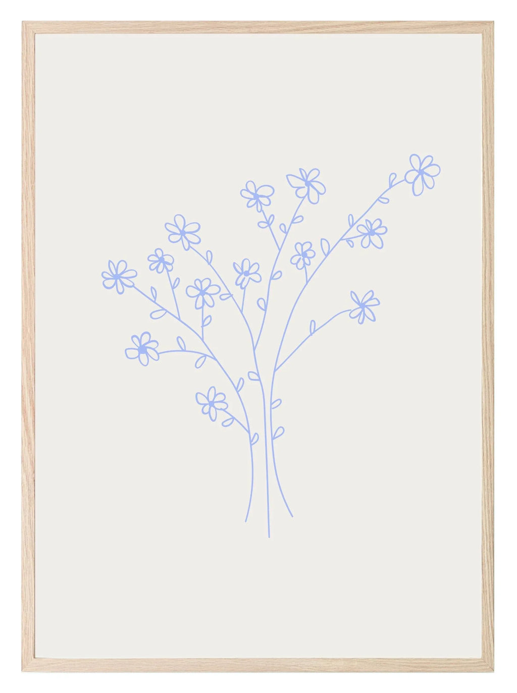 Soft Blue Abstract Flower Bouquet Print | Modern Artwork - Larosier Prints