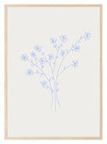 Soft Blue Abstract Flower Bouquet Print | Modern Artwork - Larosier Prints