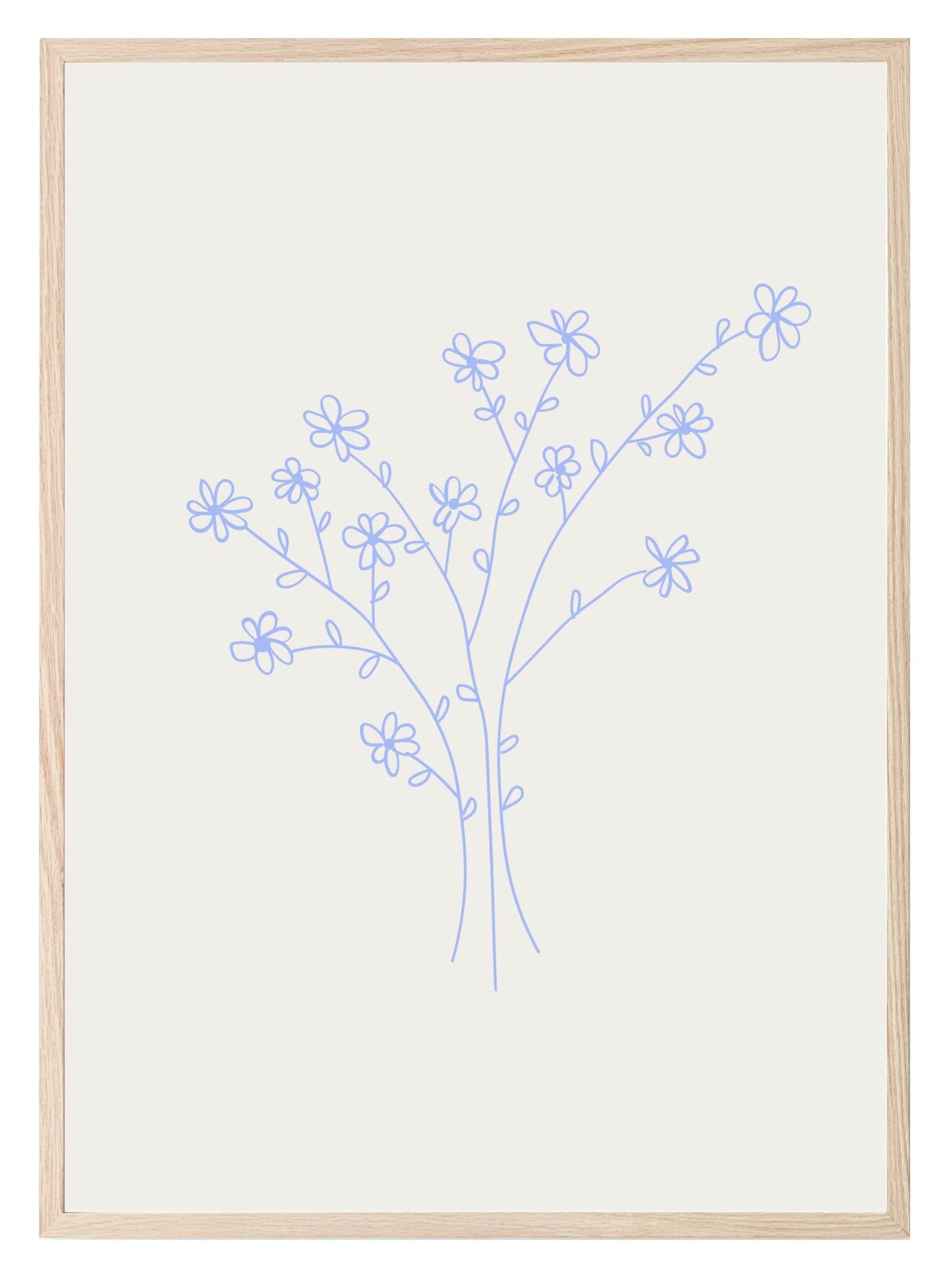 Soft Blue Abstract Flower Bouquet Print | Modern Artwork