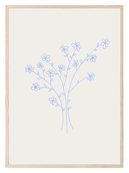 Soft Blue Abstract Flower Bouquet Print | Modern Artwork