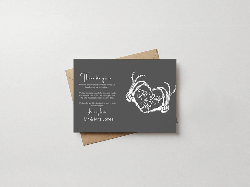 Gothic Thank You Wedding Party Cards | Pack of 10 - Larosier Prints