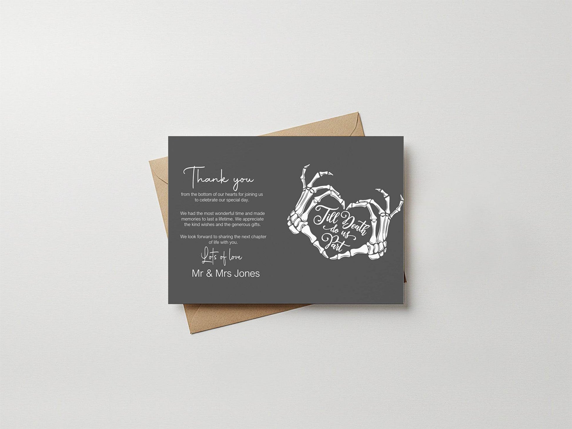 Gothic Thank You Wedding Party Cards | Pack of 10
