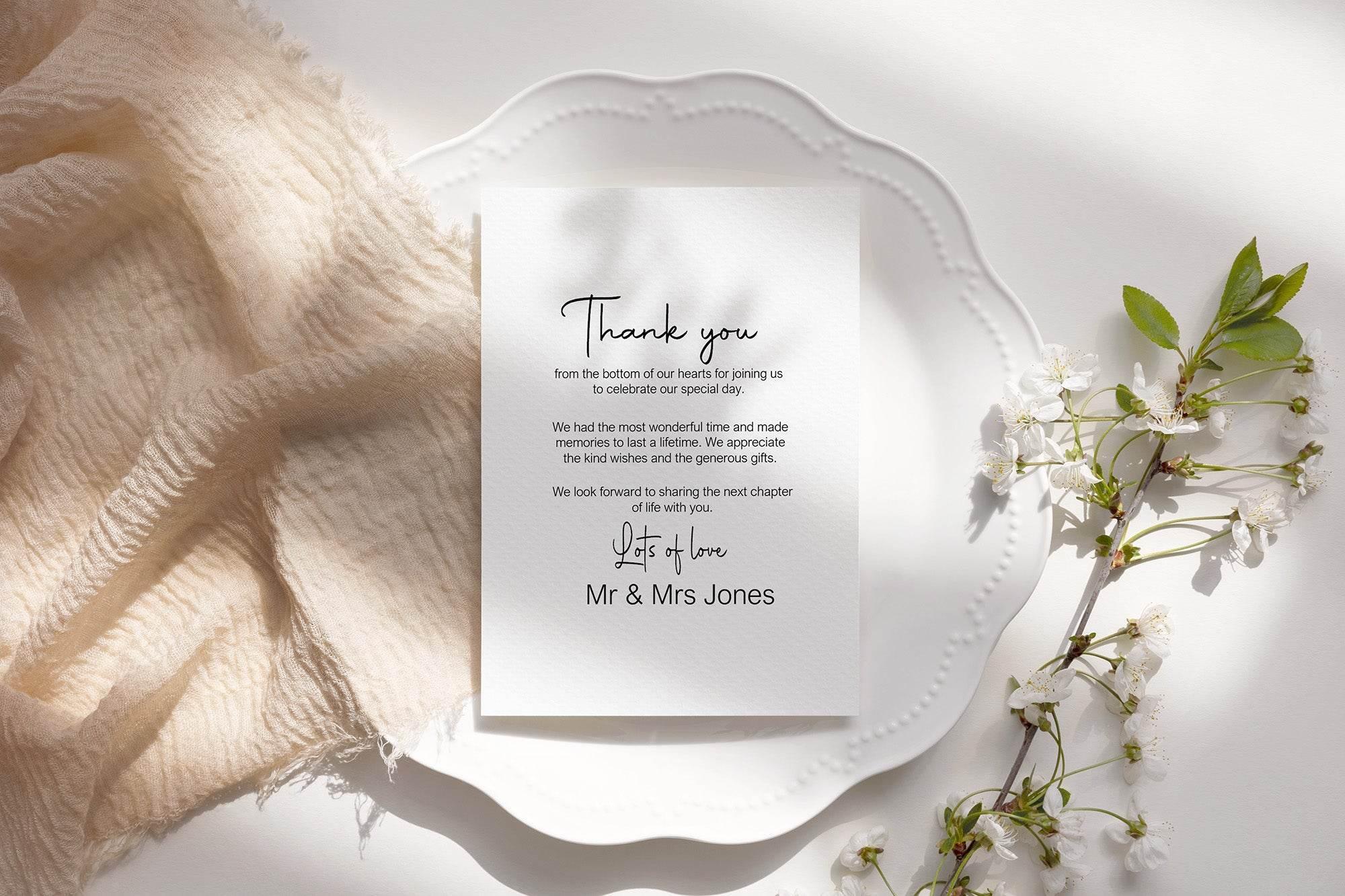 Minimalist Thank You Wedding Party Cards | Pack of 10 - Larosier Prints