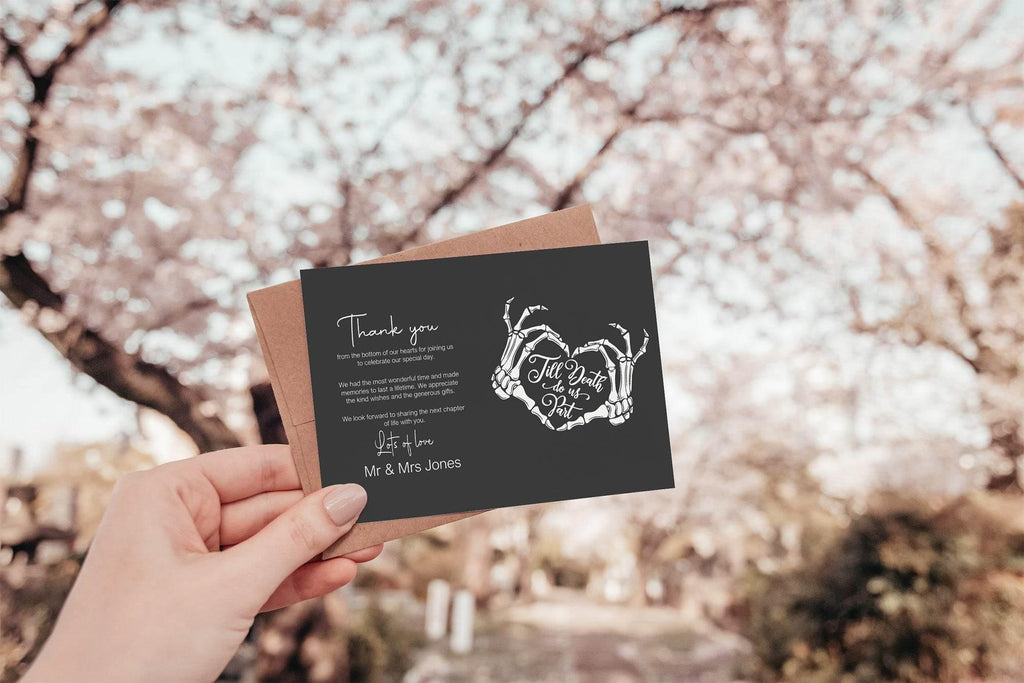 Gothic Thank You Wedding Party Cards | Pack of 10 - Larosier Prints