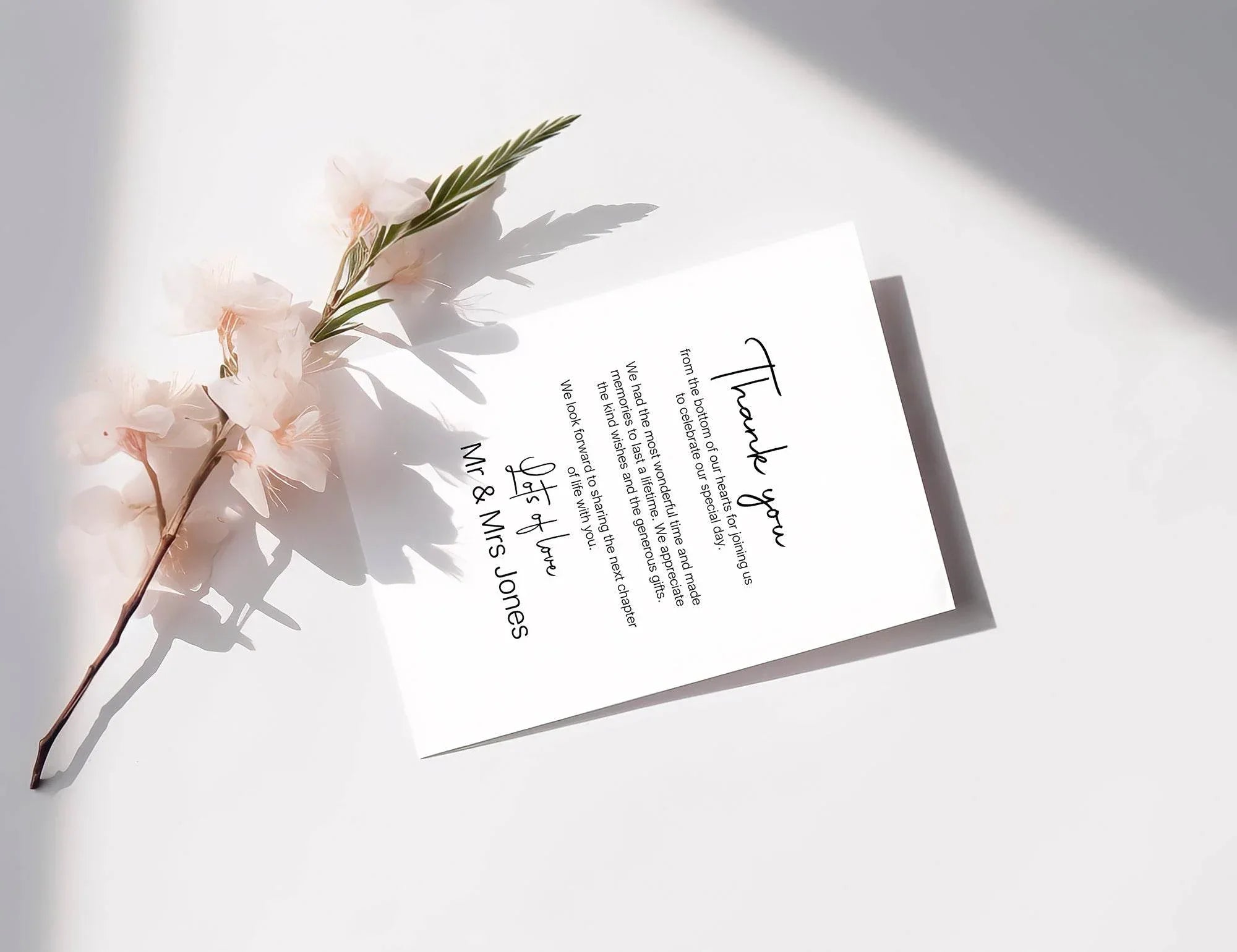 Minimalist Thank You Wedding Party Cards | Pack of 10 - Larosier Prints