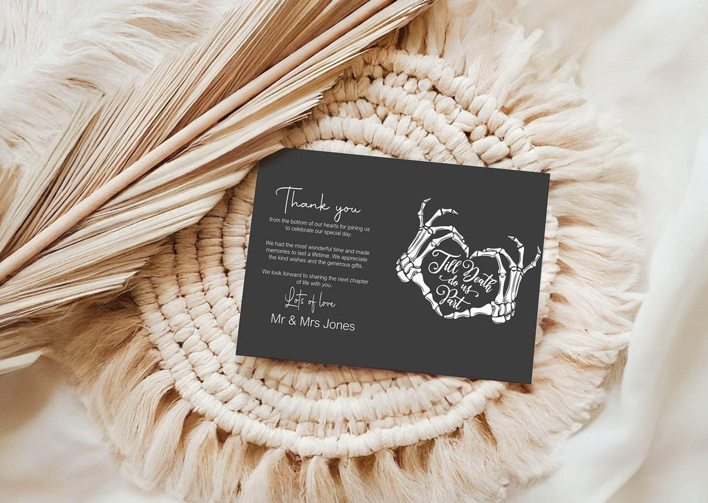 Gothic Thank You Wedding Party Cards | Pack of 10 - Larosier Prints