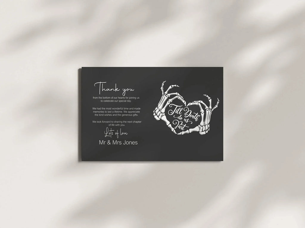 Gothic Thank You Wedding Party Cards | Pack of 10 - Larosier Prints