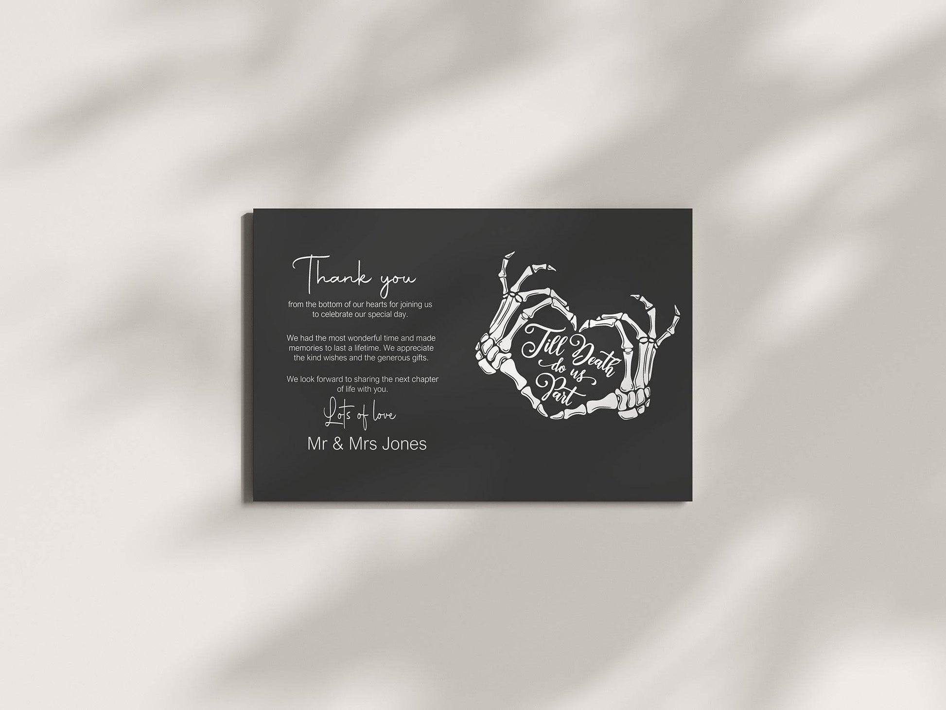 Gothic Thank You Wedding Party Cards | Pack of 10