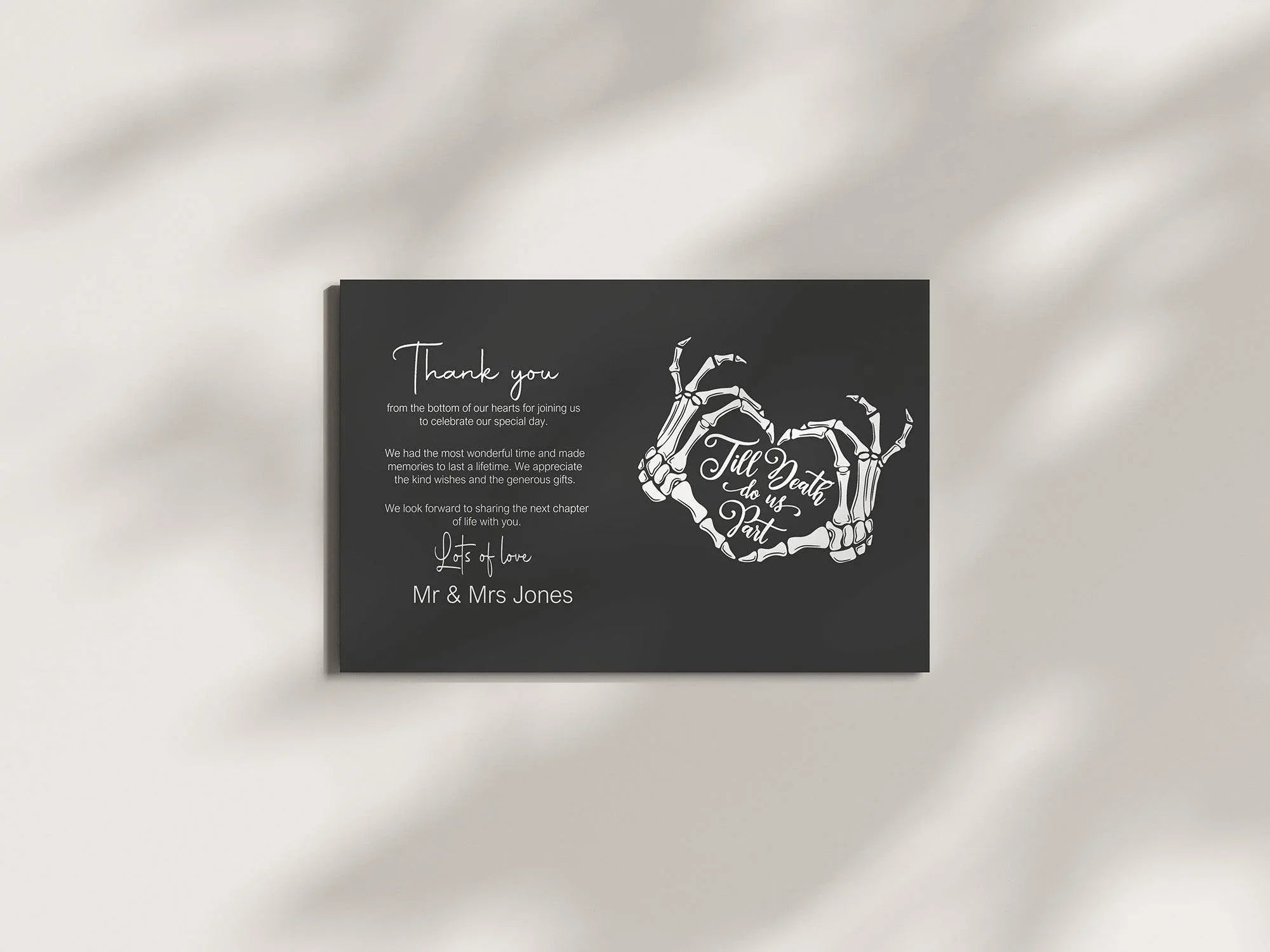 Gothic Thank You Wedding Party Cards | Pack of 10 - Larosier Prints