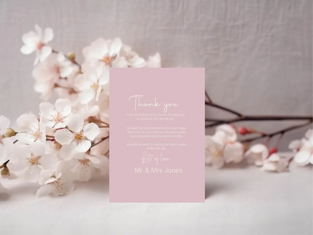 Dusky Pink Thank You Wedding Party Cards | Pack of 10 - Larosier Prints