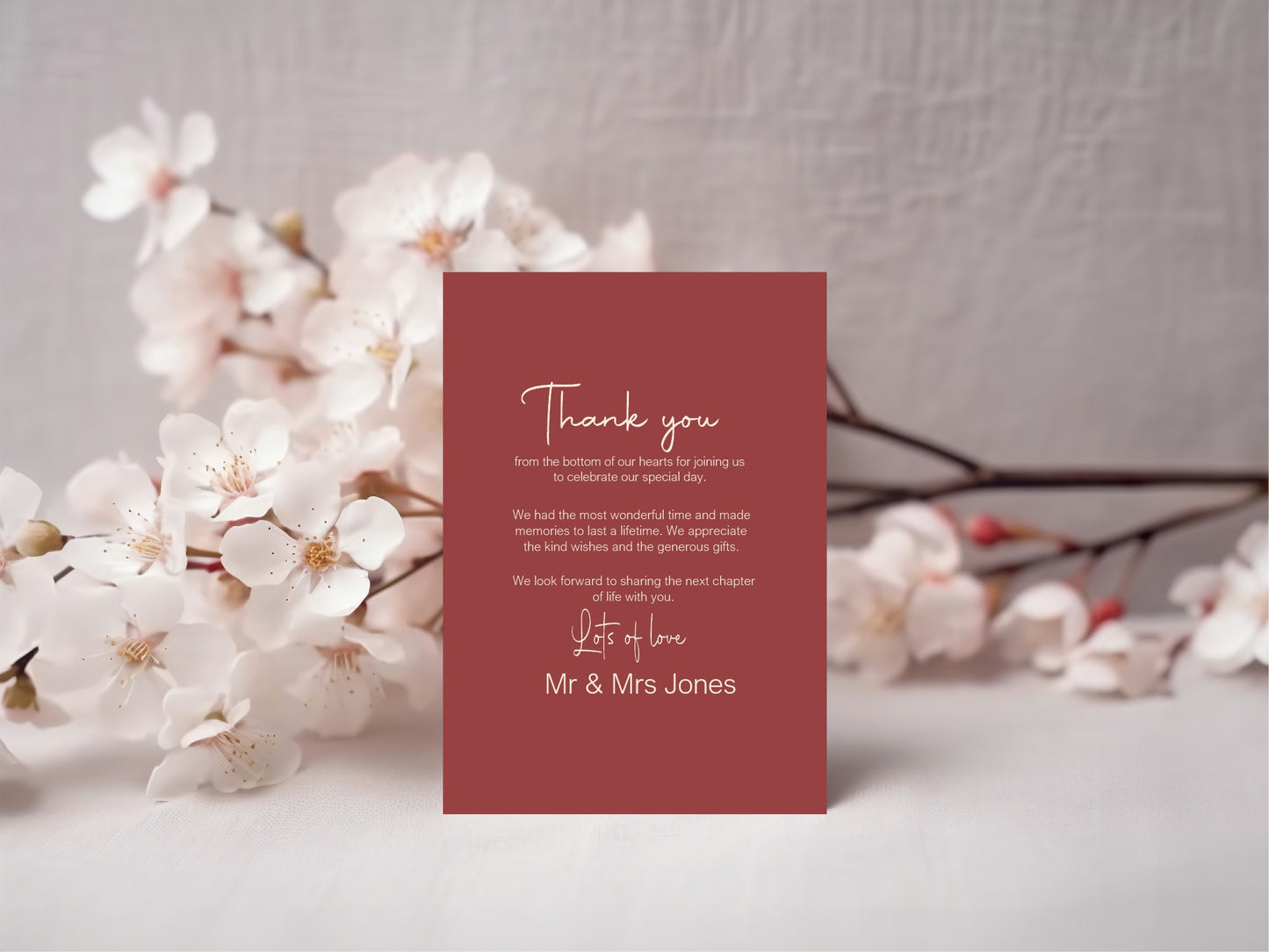 Rosewood Thank You Wedding Party Cards | Pack of 10