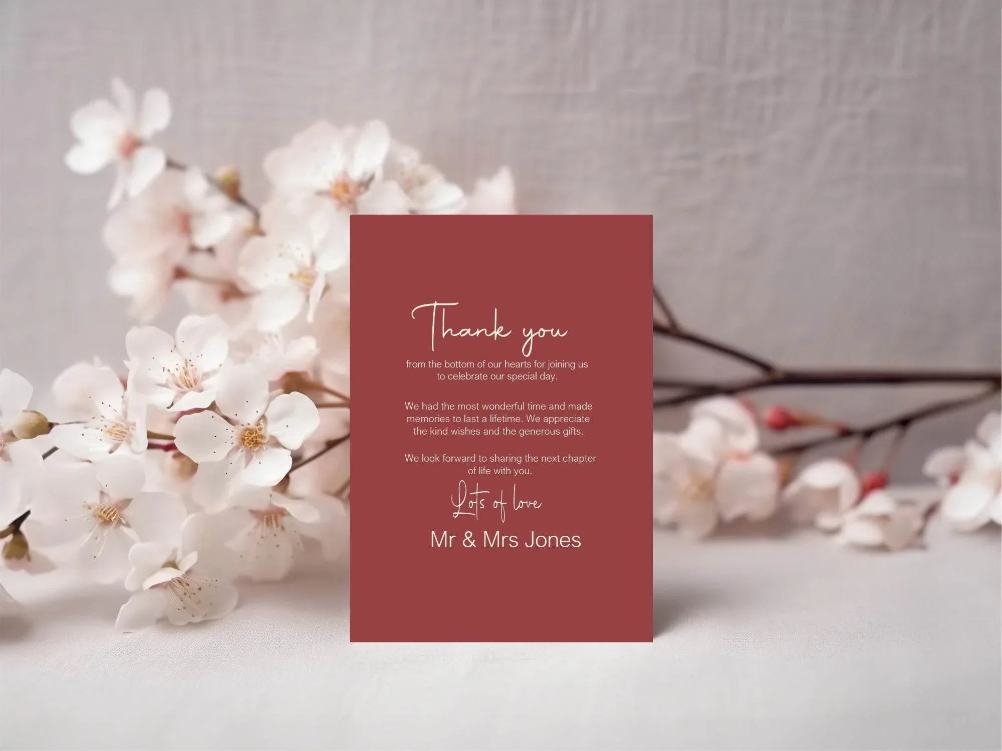 Rosewood Thank You Wedding Party Cards | Pack of 10 - Larosier Prints