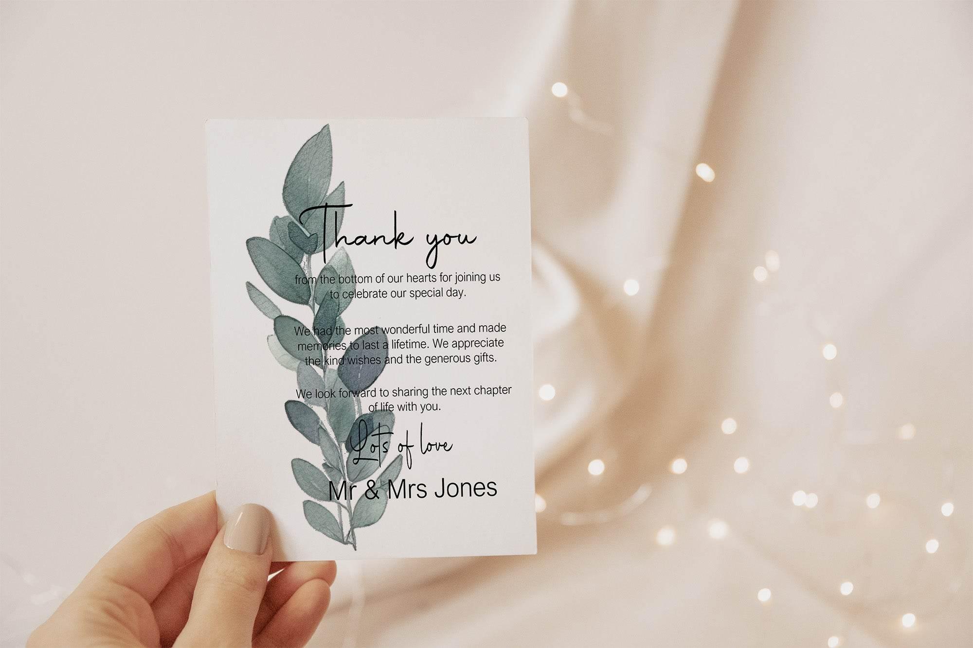 Eucalyptus Thank You Wedding Party Cards | Pack of 10 - Larosier Prints