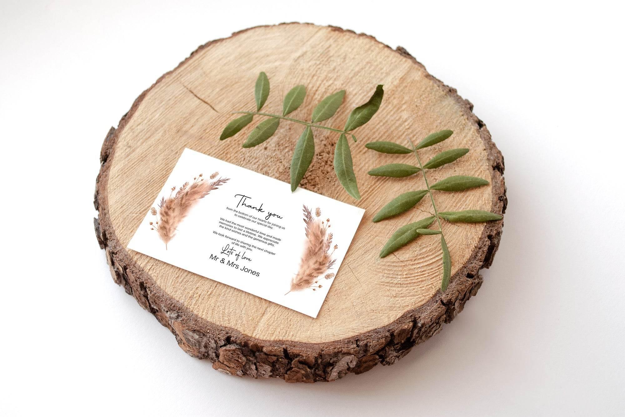 Boho Thank You Wedding Party Cards | Pack of 10 - Larosier Prints