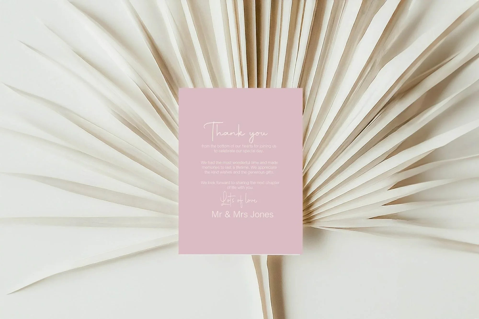 Dusky Pink Thank You Wedding Party Cards | Pack of 10 - Larosier Prints