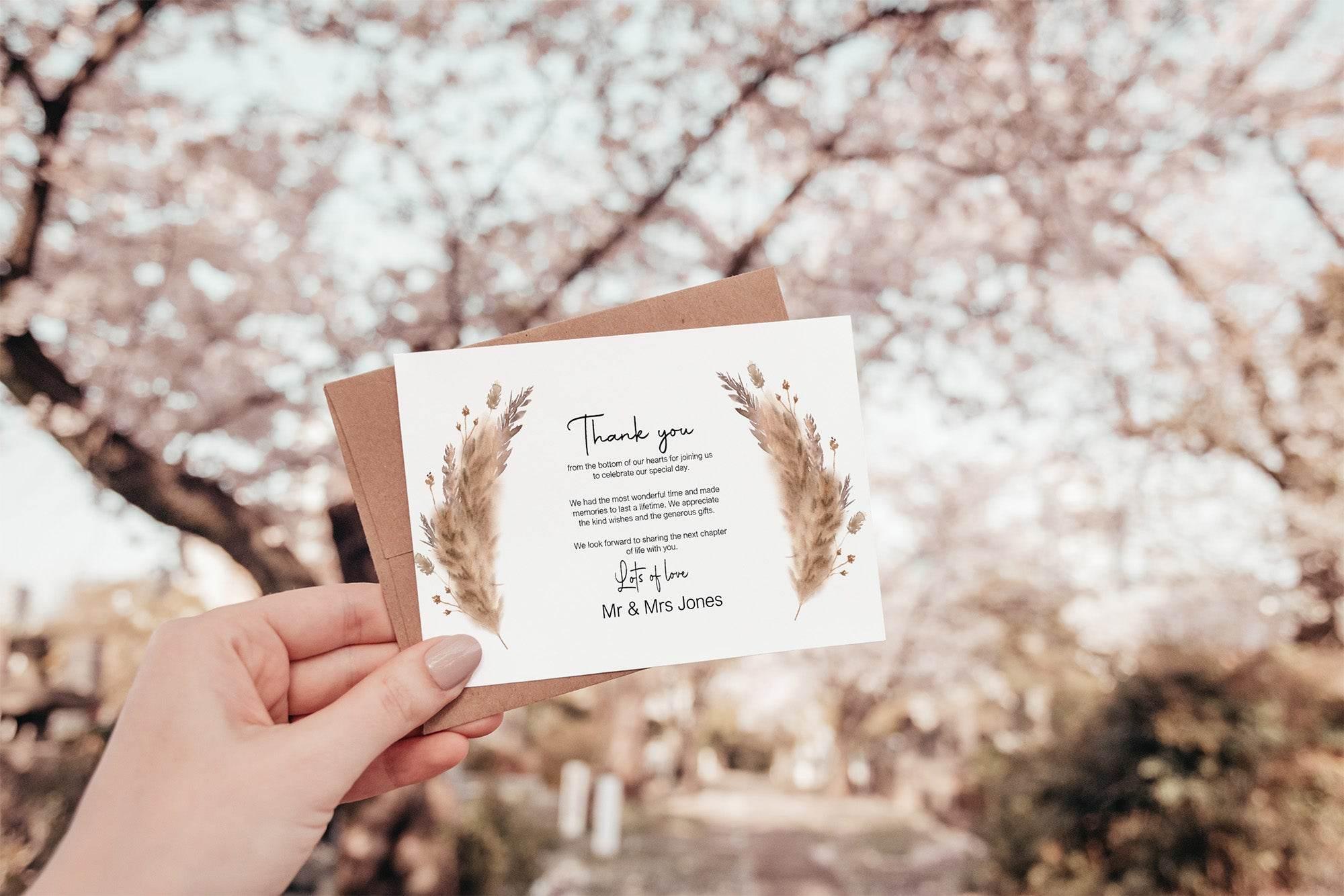 Boho Thank You Wedding Party Cards | Pack of 10 - Larosier Prints