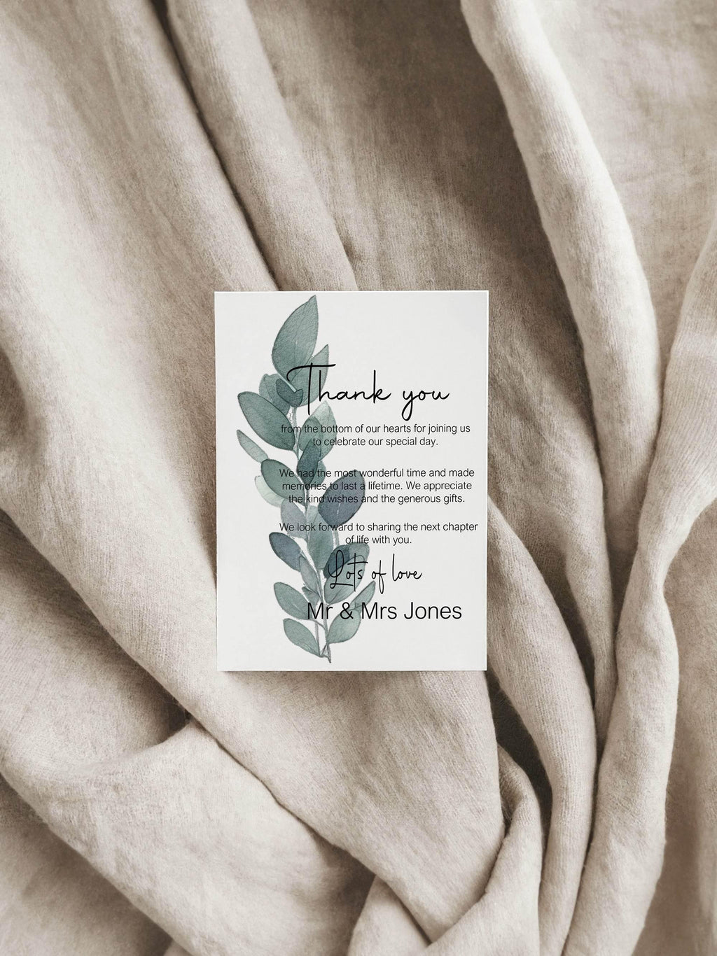 Eucalyptus Thank You Wedding Party Cards | Pack of 10 - Larosier Prints