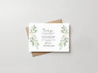 Green & White Rose Thank You Wedding Party Cards | Pack of 10 - Larosier Prints