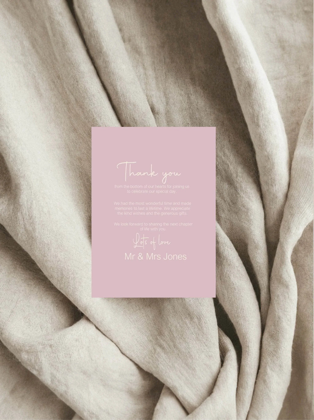 Dusky Pink Thank You Wedding Party Cards | Pack of 10 - Larosier Prints