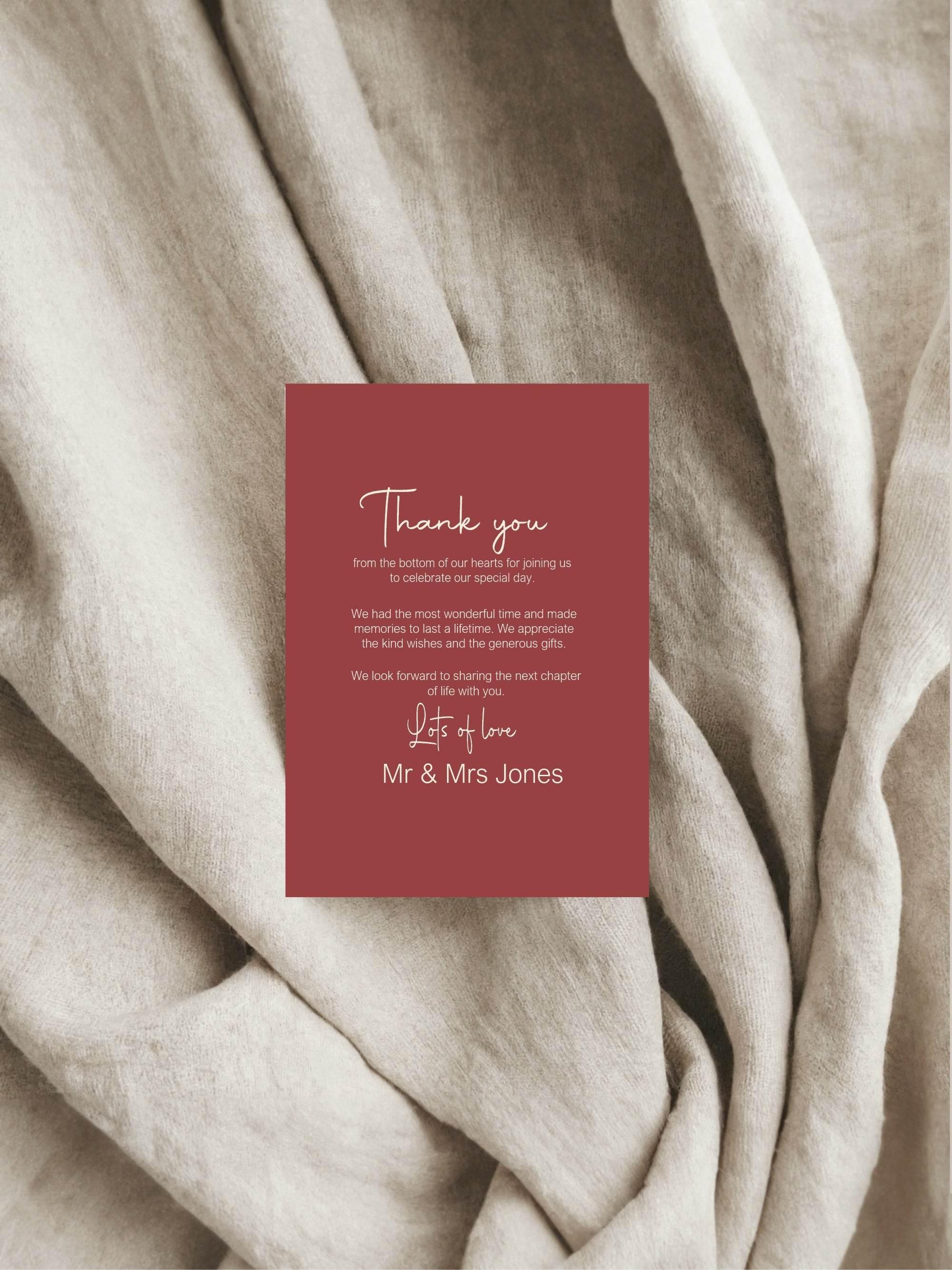Rosewood Thank You Wedding Party Cards | Pack of 10 - Larosier Prints