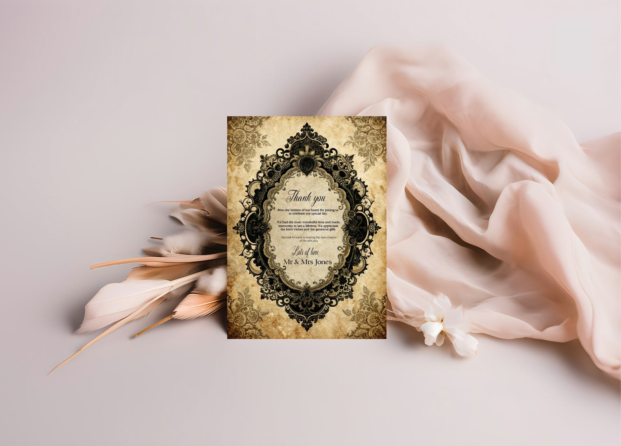 Lace Oval Wedding Thank You Cards | Pack Of 10 A6