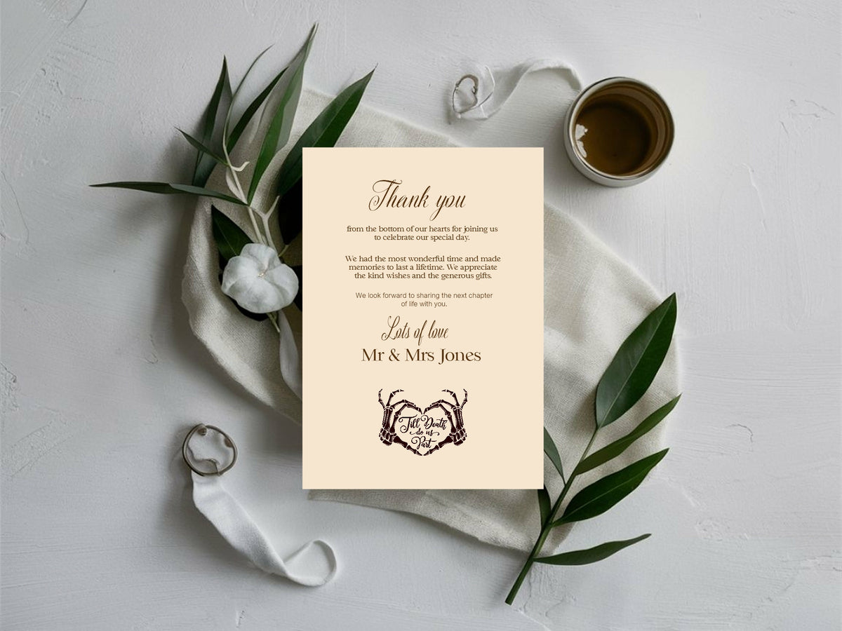 The Lovers Tarot Personalised Thank You Cards | Beige, White or Charcoal