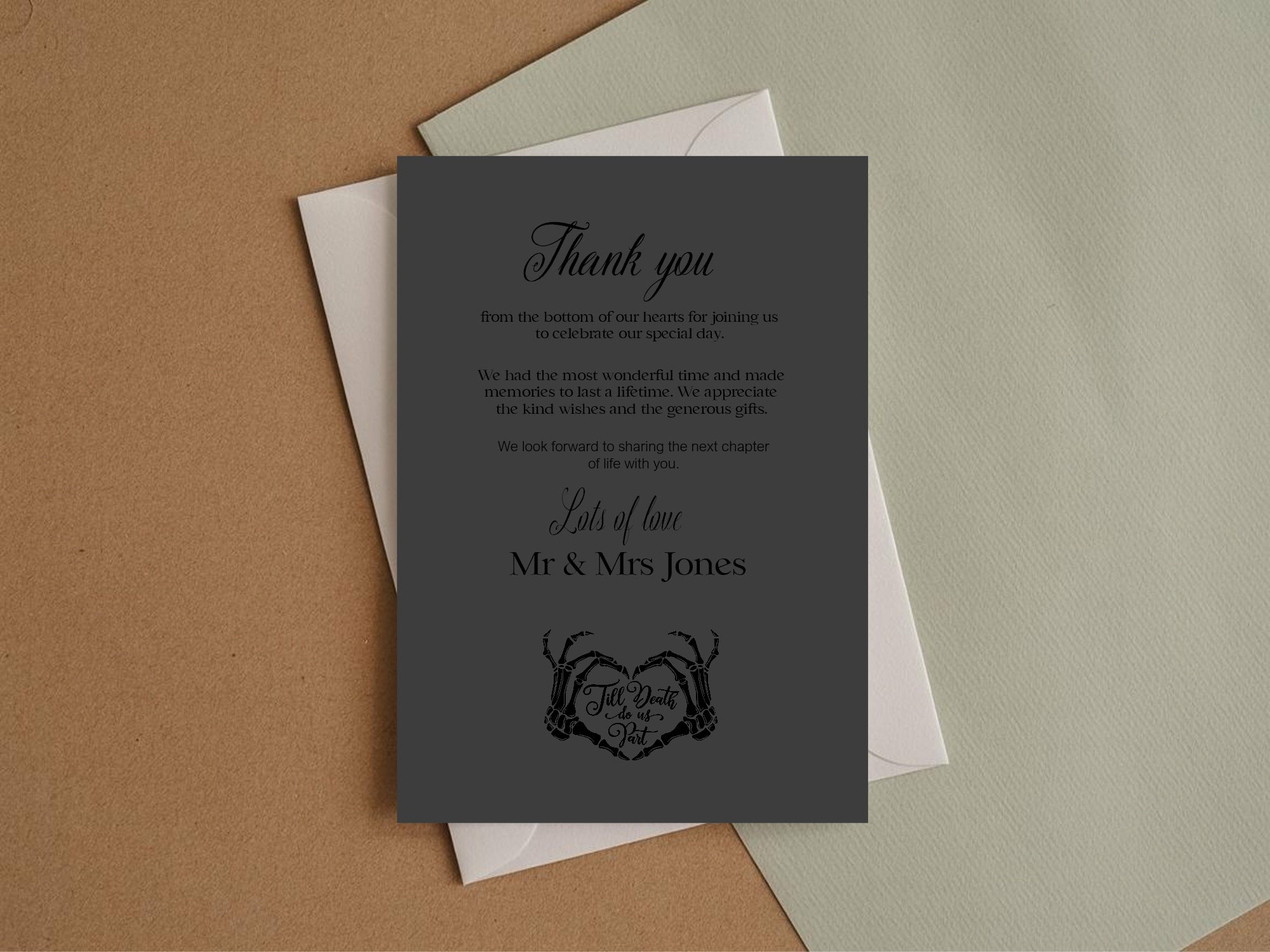The Lovers Tarot Personalised Thank You Cards | Beige, White or Charcoal