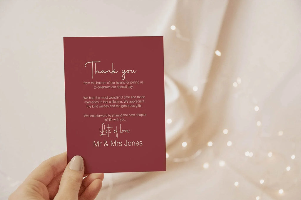 Rosewood Thank You Wedding Party Cards | Pack of 10 - Larosier Prints