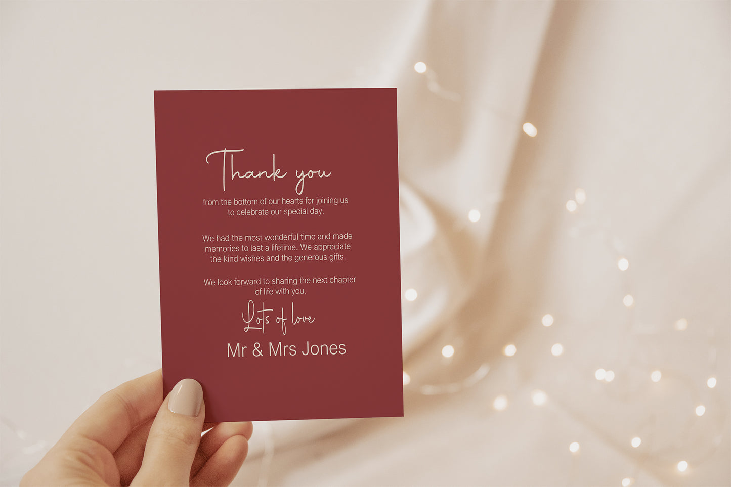 Rosewood Thank You Wedding Party Cards | Pack of 10