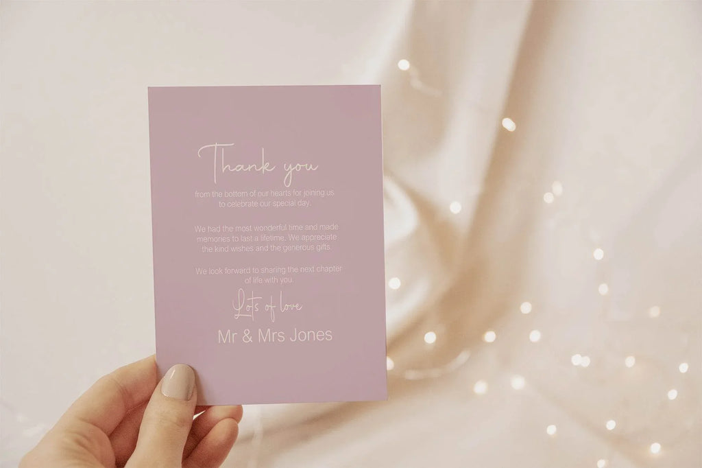 Dusky Pink Thank You Wedding Party Cards | Pack of 10 - Larosier Prints