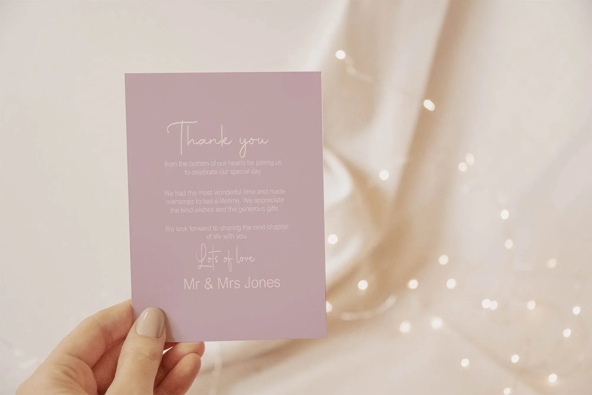 Dusky Pink Thank You Wedding Party Cards | Pack of 10 - Larosier Prints