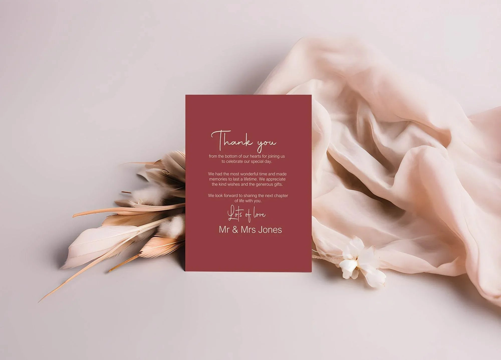 Rosewood Thank You Wedding Party Cards | Pack of 10 - Larosier Prints