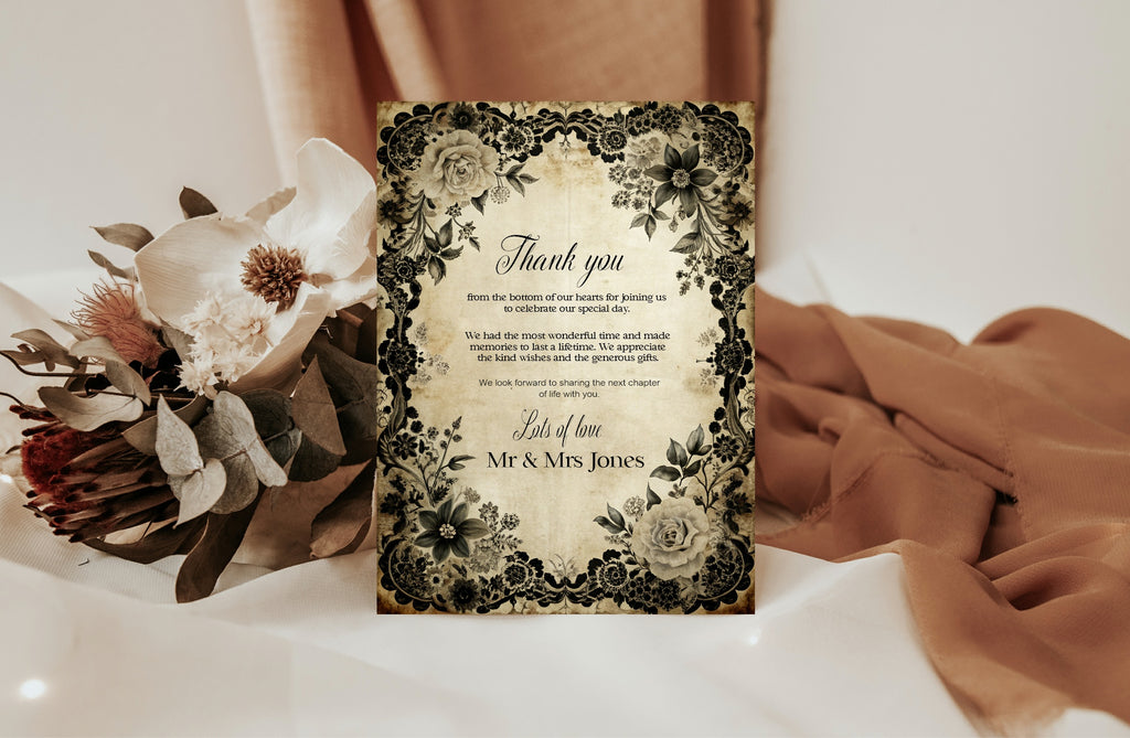 Gothic Engagement Welcome Party Sign | Black Rose