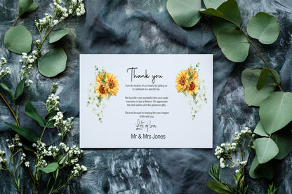 Sunflower Thank You Wedding Party Cards | Pack of 10