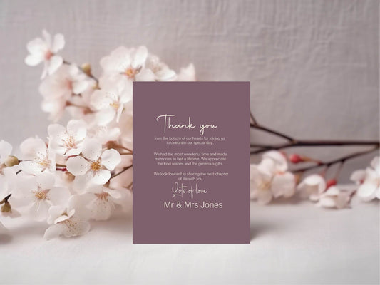 Heather Thank You Wedding Party Cards | Pack of 10