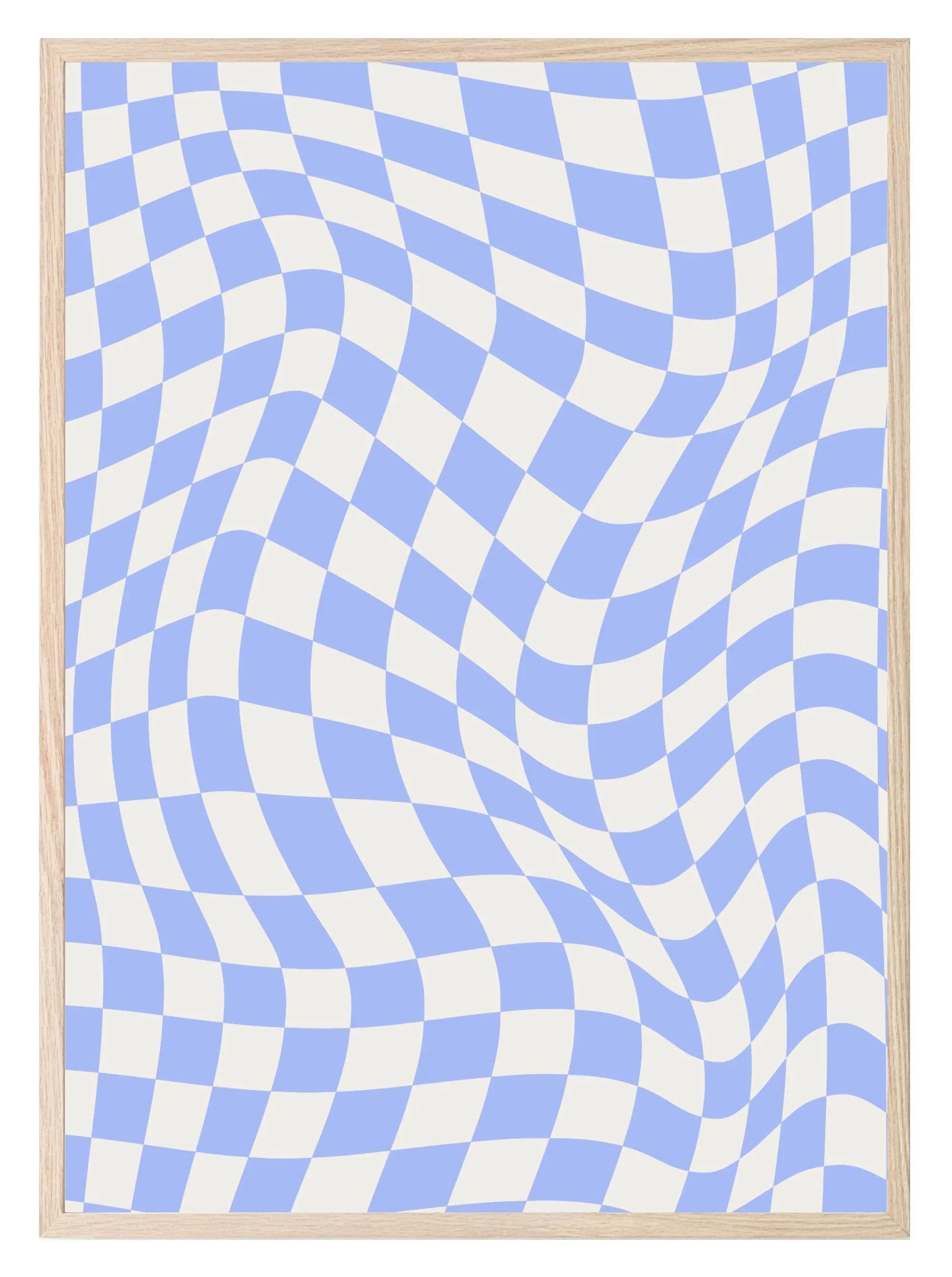Soft Blue Checkered Print | Modern Artwork - Larosier Prints
