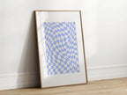 Soft Blue Checkered Print | Modern Artwork - Larosier Prints