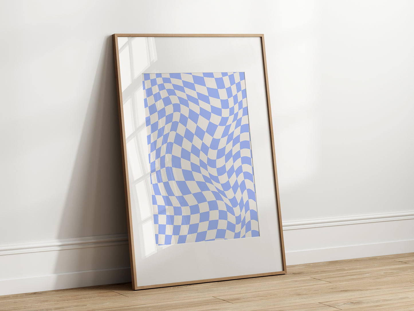 Soft Blue Checkered Print | Modern Artwork