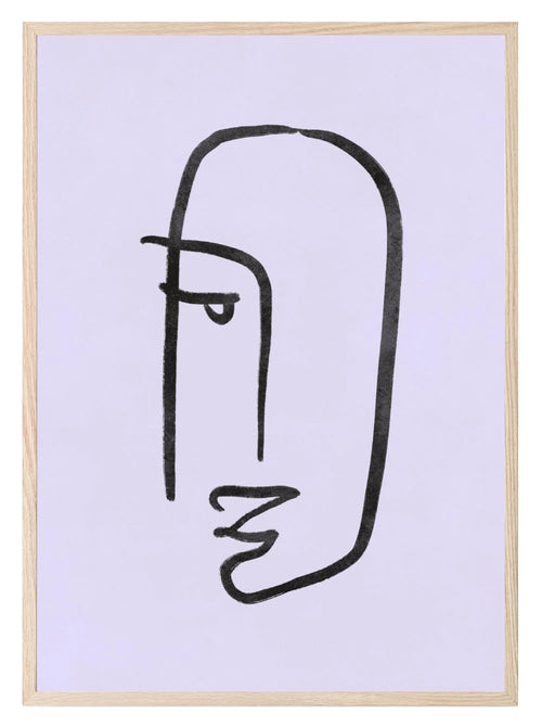 Abstract Face Wall Art Print | Modern Artwork | Purple - Larosier Prints