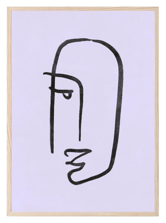 Abstract Face Wall Art Print | Modern Artwork | Purple