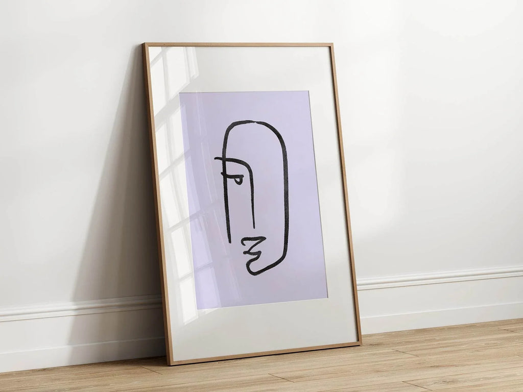 Abstract Face Wall Art Print | Modern Artwork | Purple - Larosier Prints