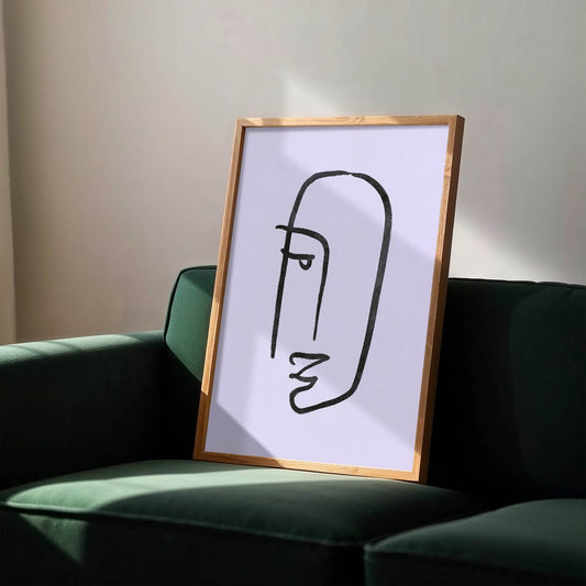 Abstract Face Wall Art Print | Modern Artwork | Purple
