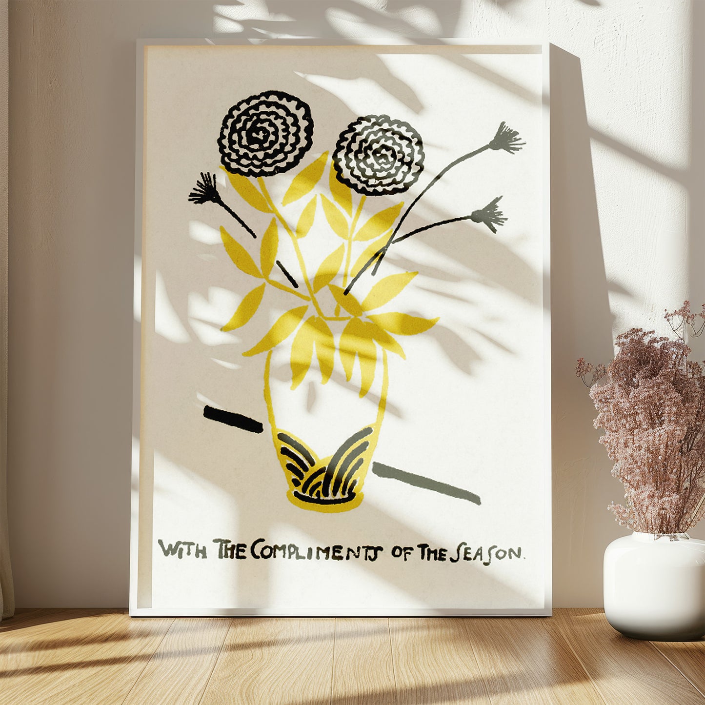 Compliments Of The Season Floral Print | Vase With Flowers Wall Art